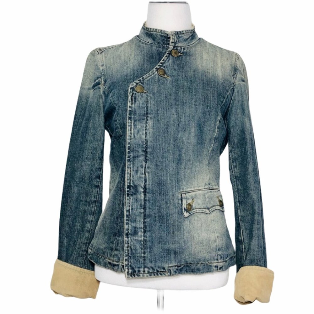 Earl Jean Distressed Denim Jacket Fully lined
